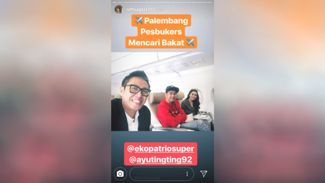 Raffi Ahmad unggah foto bareng Ayu Ting Ting dan Eko Patrio. (Foto: Instagram @raffinagita1717)