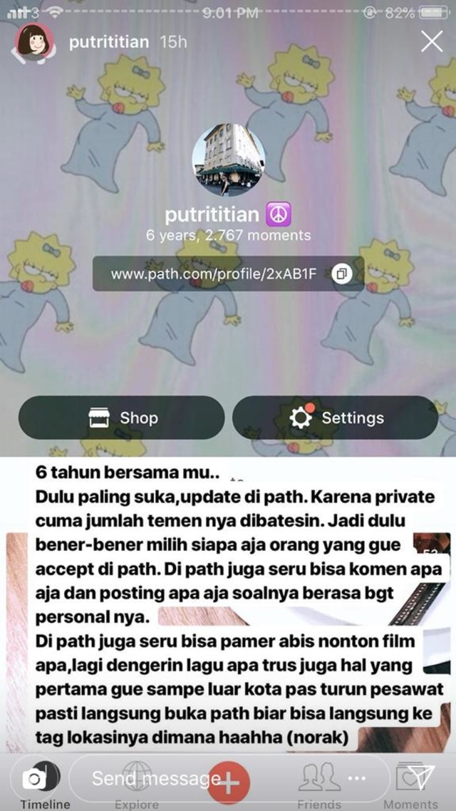 Putri Titian bagikan momen main Path (Foto: Instagram @putrititian)