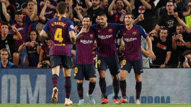 Lionel Messi membukukan hat-trick di laga perdana Liga Champions melawan PSV Eindhoven. (Foto: REUTERS/Albert Gea)