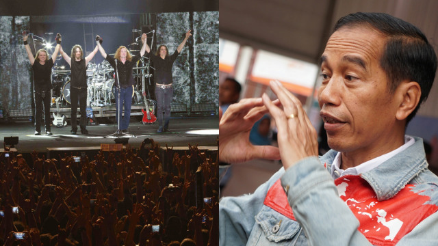 Megadeth dan Joko Widodo. (Foto: Imogen PR dan Puti Cinintya Arie Safitri/kumparan)