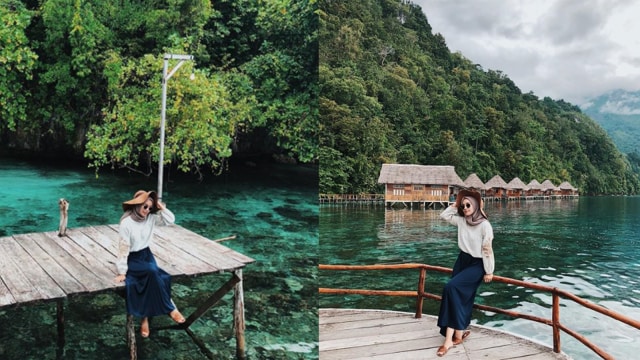 Tampilan Fashion ke Pantai untuk Hijab  (Foto: Instagram @megaiskanti)