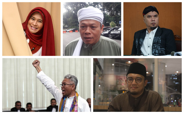 Neno Warisman, Al Khathath, Ahamad Dhani, Buni Yani, Dahnil Anzar. (Foto: facebook/@UstadzahNenoWarisman, Fadjar Hadi/kumparan, Iqbal Firdaus/kumparan, Twitter/@yusuf_dumdum, Dwi Herlambang/kumparan)