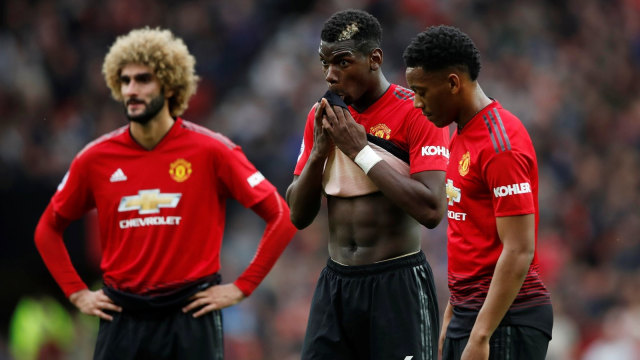 Ekspresi kecewa para pemain Manchester United pada laga menghadapi Wolverhampton Wanderers. (Foto: Reuters/Andrew Yates)