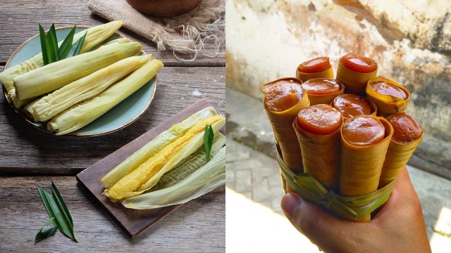 Makanan tradisional yang dibalut daun  (Foto: Instagram @fridajoincoffee @nano_oregano)