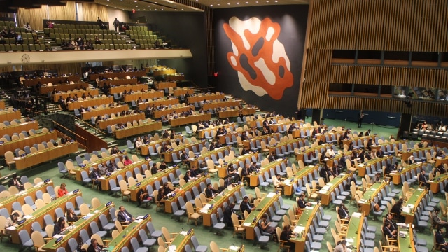 Suasana saat Sidang Umum PBB di New York, Amerika Serikat. (Foto: Ananda Teresia/kumparan)