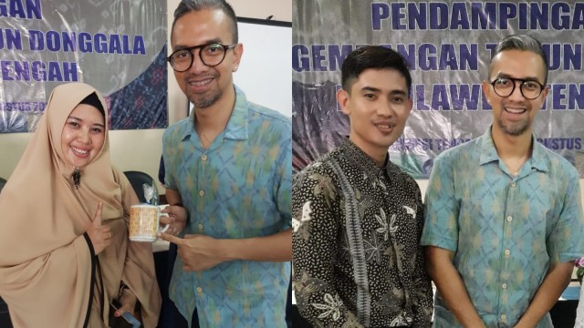Didiet Maulana bersama dengan dua perajin Tenun Donggala (Foto: dok. Didiet Maulana dan Facebook Nino Rino Mastura)