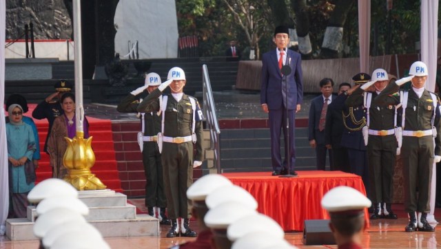 Presiden Joko Widodo saat Upacara Hari Kesaktian Pancasila di Monumen Pancasila Sakti, Lubang Buaya, Senin (1/10/2018). (Foto: Nugroho Sejati/kumparan)