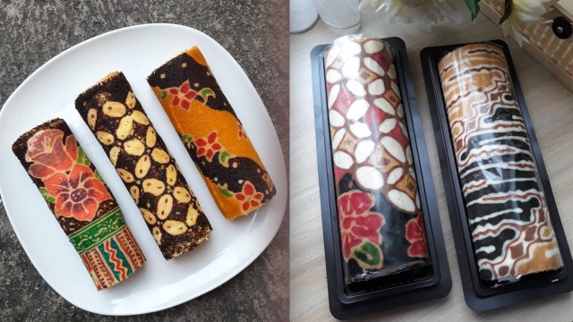 Bolu gulung batik. (Foto: Instagram @anisitiaisah dan @junaimusa)
