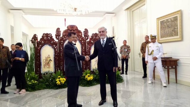 Wapres JK menerima Chief Executive Afghanistan Abdullah Abdullah di Istana Wakil Presiden. (Foto: Kevin Kurnianto/kumparan)