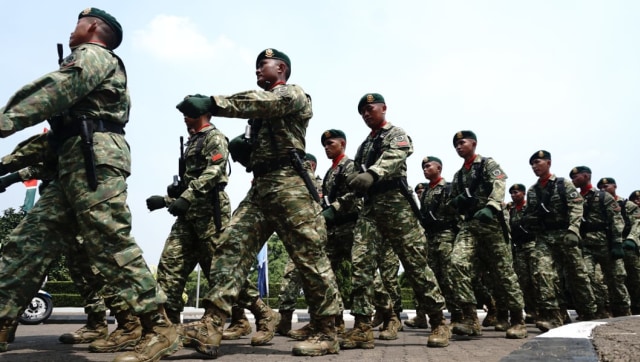 Devile Pasukan TNI usai upacara HUT TNI ke 73, Jakarta, Jumat (5/10/2018). Foto: Helmi Afandi Abdullah/kumparan