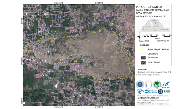Foto satelit wilayah Petobo sesudah terjadi fenomena likuifaksi. (Foto: Dok. LAPAN)