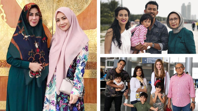 Kedekatan sederet selebriti dengan mertuanya. (Foto: Instagram/@amy_r_qanita, @rsarumpaet, @ramadhaniabakrie)