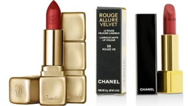 Guerlain KissKiss Matte Lipstick Chilli Red dan Chanel Rouge Allure 58 Rouge Vie (Foto: Dok. Guerlain dan Chanel)
