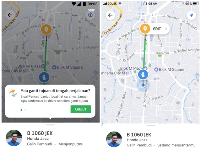 Fitur baru Go-Car ganti tujuan di tengah perjalanan. (Foto: Go-Jek)