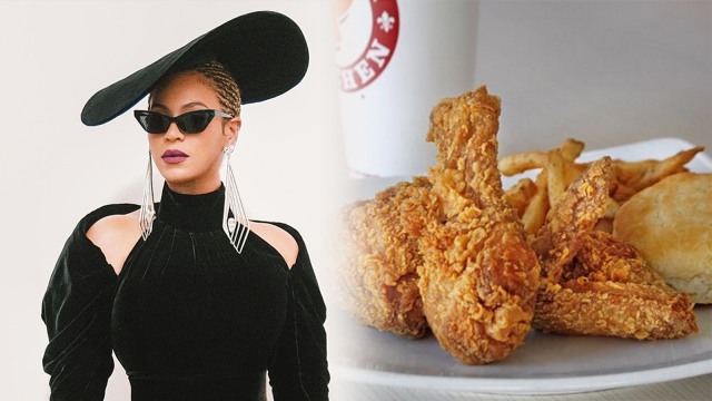 Beyonce dan Ayam Goreng Popeyes. (Foto: Instagram/@beyonce.fashion dan @ popeyeslouisianakitchen)