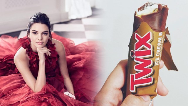 Kendall Jenner dan Twix Bar. (Foto: Instagram/@kendalljenner dan @happyspeedybos)