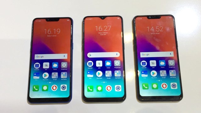 Smartphone Realme 2, Realme 2 Pro, dan Realme C1. (Foto: Astrid Rahadiani/kumparan)