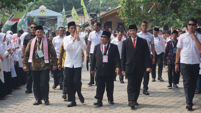 Presiden Jokowi saat menghadiri acara Rakernas LDII di Pondok Gede. (Foto: Yudhistira Amran Saleh/kumparan)