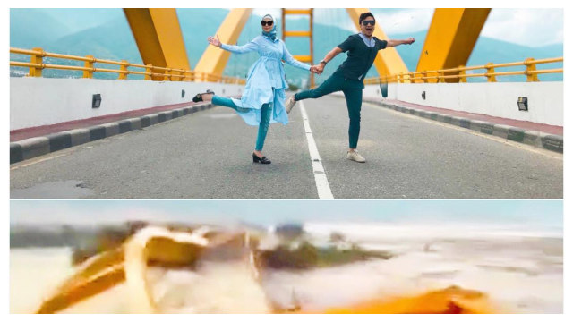 Arie Untung dan Fenita di jembatan Ponulele (Foto: IG @ariekuntung)
