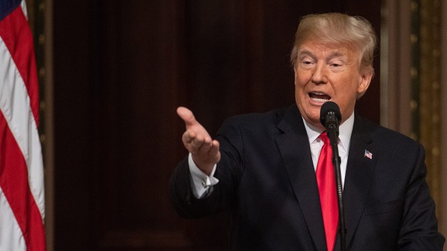 Presiden AS Donald Trump di pertemuan tahunan Gedung Putih di Washington. (Foto: Nicholas Kamm / AFP)