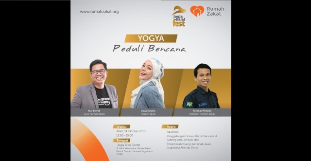 Dewi Sandra Ajak “Jogja Peduli Bencana” bersama Rumah Zakat di Jogja Halal Festival