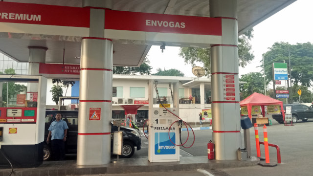 Stasiun Pengisian Bahan Bakar Gas (SPBG) Envogas milik Pertamina di Jakarta Selatan yang tidak termanfaatkan. (Foto: Resya Firmansyah/kumparan)
