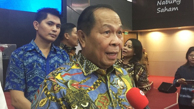 Walikota Bitung Sulawesi Utara Maximiliaan Jonas Lomban di pembukaan Bursa Efek Indonesia di Main Hall BEI, Jakarta, Senin (15/10/2018). (Foto: Nurul Nur Azizah/kumparan)