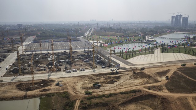 Suasana pembangungan proyek kawasan Meikarta di Cikarang, Bekasi, Jawa Barat. (Foto: ANTARA FOTO/Hafidz Mubarak A)