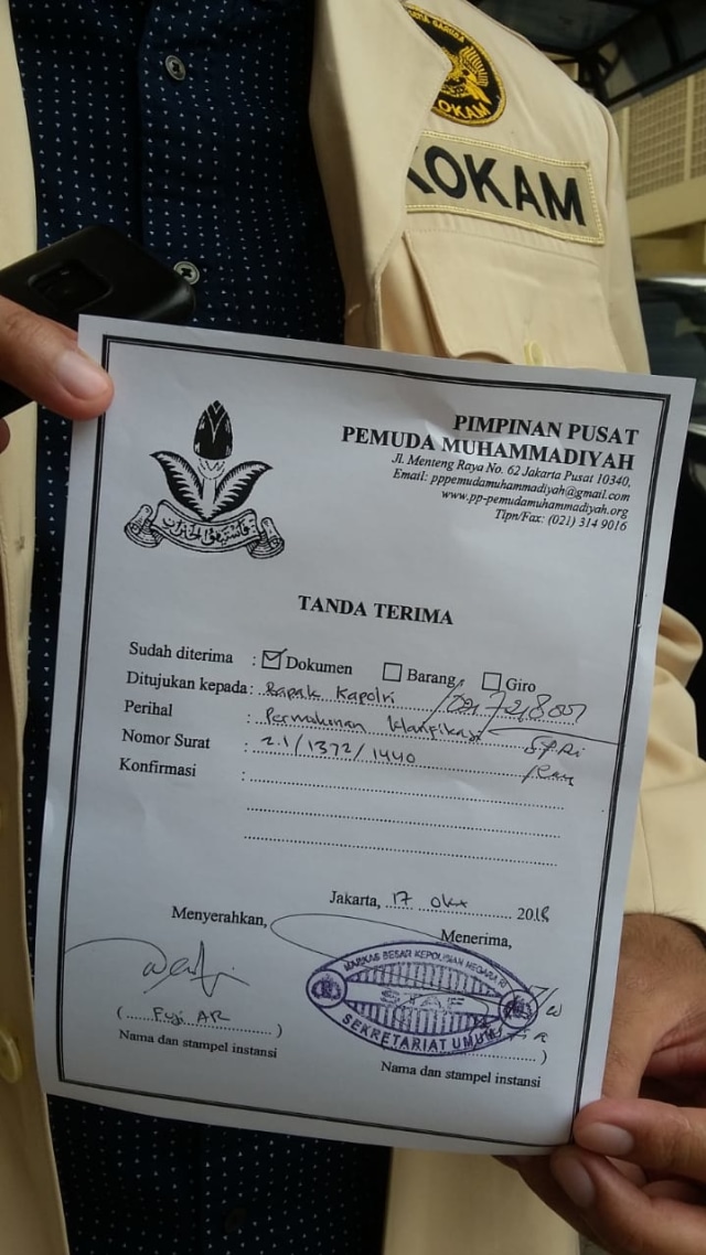 Tanda terima surat dari Polri. (Foto: Dok. Fuji Abdurrahman)