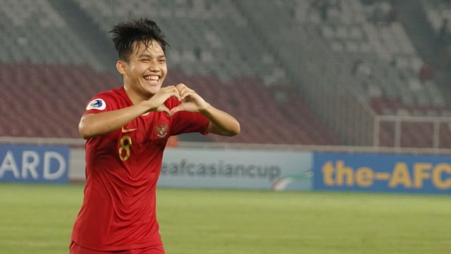 Selebrasi gol Witan Sulaeman di AFC U-19 Championship Foto: Iqbal Firdaus/kumparan