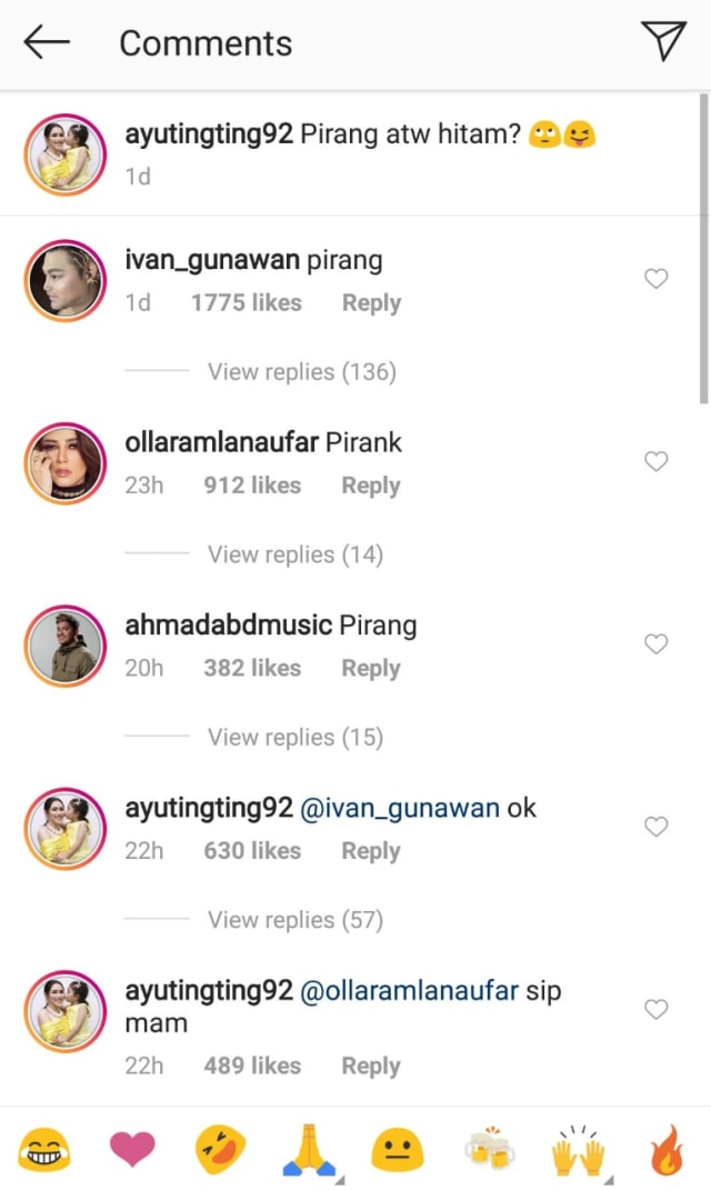 Jawaban Ivan Gunawan dan Olla Ramlan untuk ATT (Foto: IG @ayutingting92)