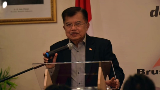 Wakil Presiden Jusuf Kalla saat pertemuan dengan masyarakat Indonesia di Kedubes Belgia Foto: Dok, Jeri Setwapres