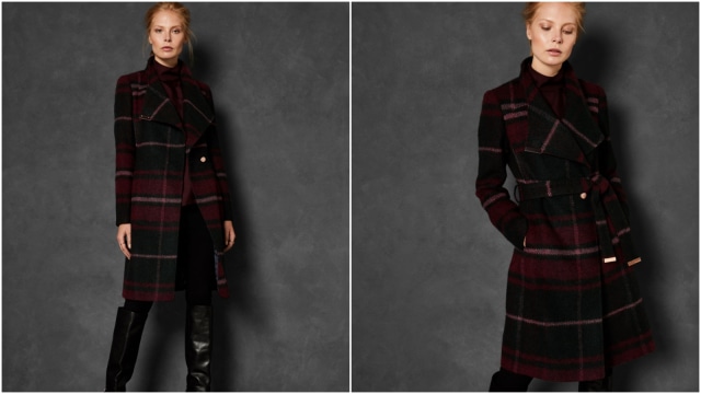 Ted Baker SKAALET Check Midi Wrap Coat (Foto: dok. Ted Baker)
