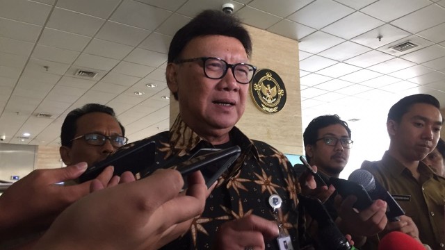 Mendagri Tjahjo Kumolo di Kantor BPK. (Foto: Ferry/kumparan)