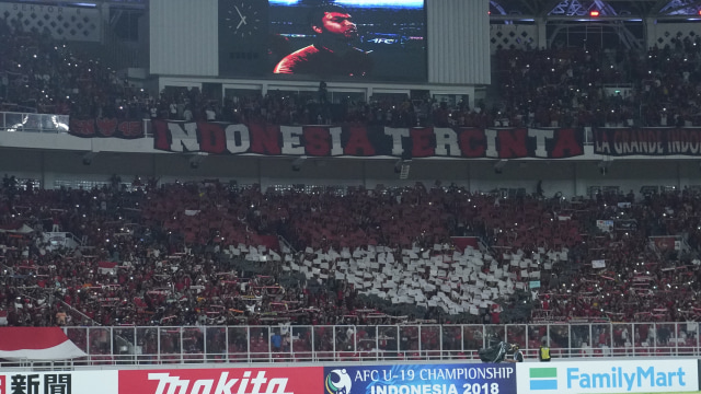 Suporter Indonesia memadati Stadion Utama Gelora Bung Karno untuk mendukung Timnas U-19 di Piala Asia U-19. (Foto: Dok. AFC)
