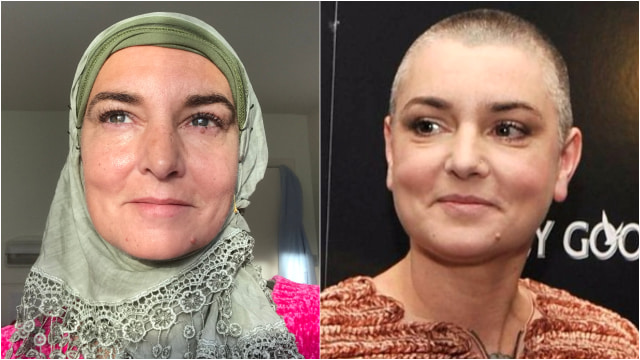 Sinead O'Connor setelah dan sebelum berhijab (Foto: Twitter @MagdaDavitt77/Getty Image)