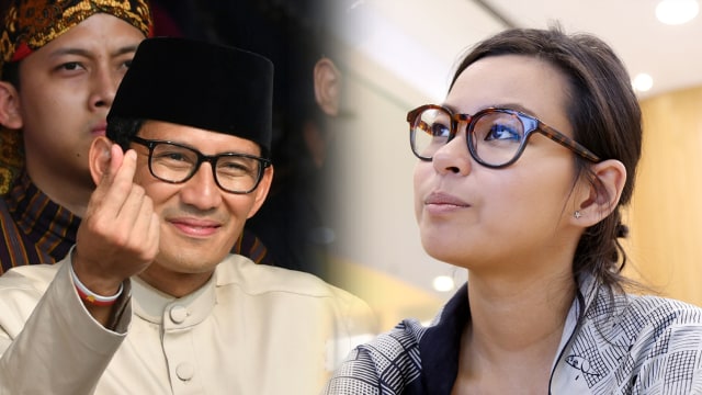 Sandiaga Uno dan Gustika, cucu Bung Hatta. (Foto: Aditia Noviansyah/kumparan, AFP/Adek Berry)