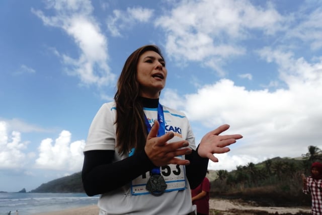 Wulan Guritno di  Blibli Mekaki Marathon 2018. (Foto: Irfan Adi Saputra/kumparan)