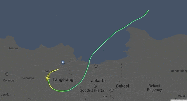 Jalur Hilangnya LION AIR JT610. (Foto: Dok. flightradar24.com)