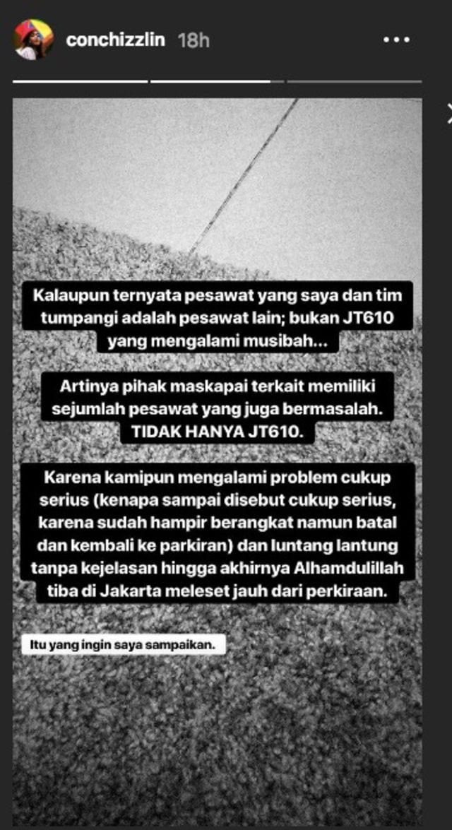 Story Instagram Conchita Caroline. (Foto: Dok. Istimewa)