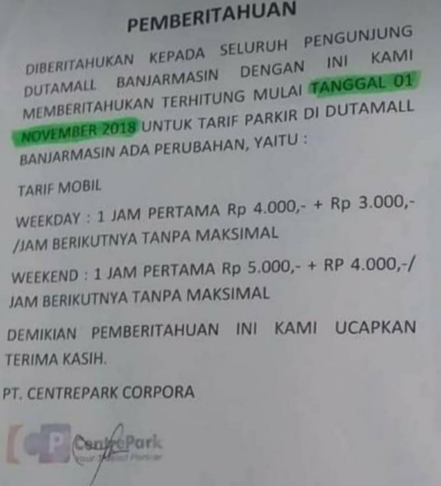 Diminta Bayar Rp30 Ribu, Warga Keluhkan Tarif Parkir Duta Mall