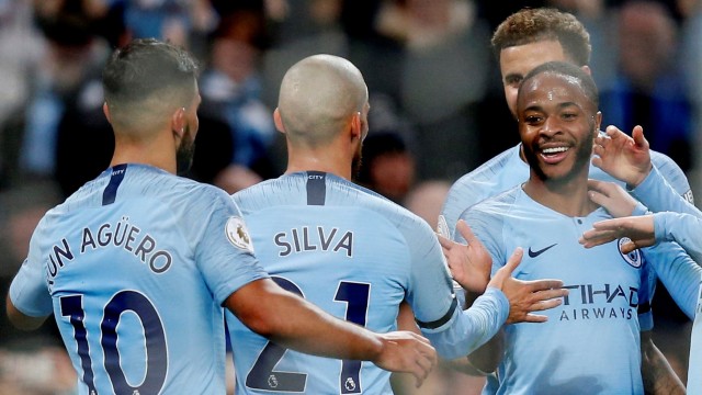 Pemain-pemain Manchester City merayakan kemenangan 6-1 atas Southampton. (Foto:  REUTERS/Andrew Yates )