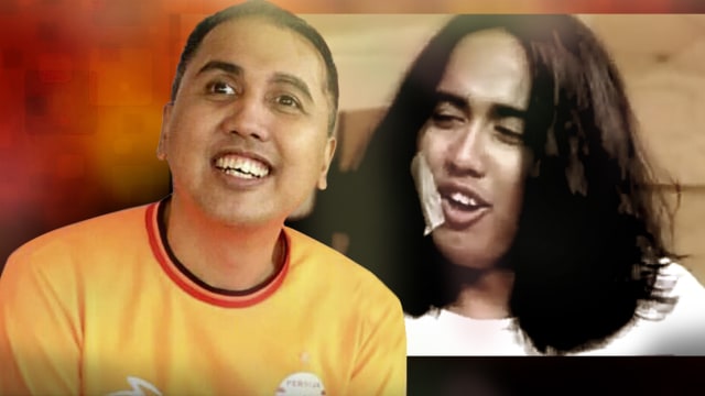 Perubahan Gugun Gondrong Sebelum dan Sesudah Sakit Tumor Otak. (Foto: Instagram @jakmaniamedan_1928 dan YouTube: Noval Alwynni. Infografik: Basith Subastian.)