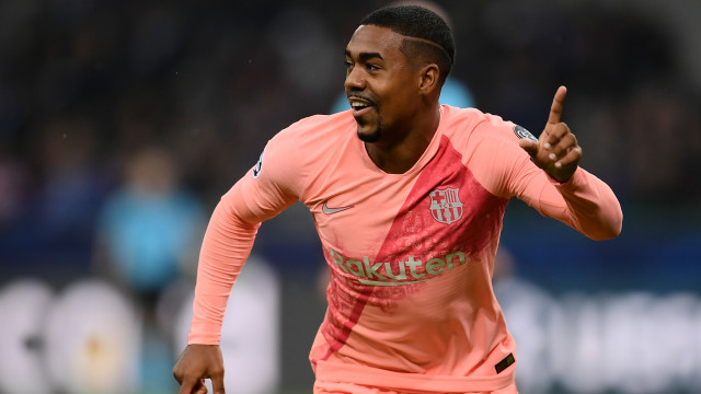 Selebrasi Malcom seusai cetak gol ke gawang Inter. (Foto: Marco BERTORELLO/AFP)
