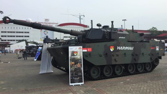 Tank Harimau buatan PT Pindad Persero dipamerkan di Indo Defence 2018 Ekspo & Forum di Jakarta Expo Internasional Kemayoran. (Foto: Nurul Nur Azizah/kumparan)