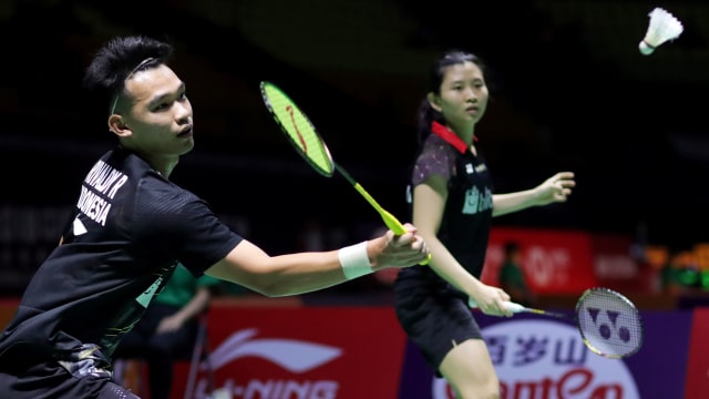 Debut Rinov Rivaldy/Debby Susanto di Fuzhou China Terbuka 2018. (Foto: Dok. PBSI)