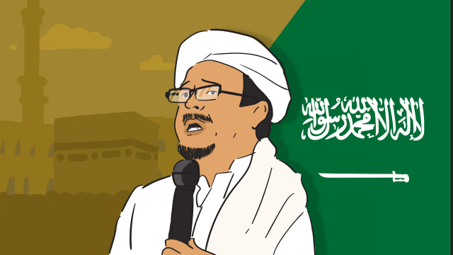 Ilustrasi Habib Rizieq. (Foto: Desain: kumparan/Nunki Pangaribuan)