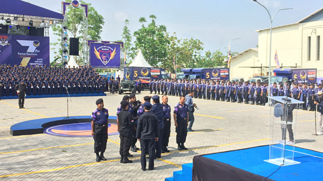 Paloh lantik Akademi Bela Negara NasDem angkatan ke-II dan Kostranas Jawa Tengah, Minggu (11/11/2018). (Foto: Rafyq Panjaitan/kumparan)