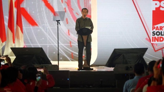 Sambutan Jokowi di perayaan HUT ke 4 PSI di ICE BSD, Minggu (11/11/2018). (Foto: Irfan Adi Saputra/kumparan)
