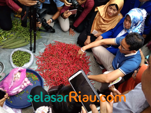Menumpang Toyota Innova, Sandi Jumpai Pedagang Cabai di Pasar Pagi Panam 